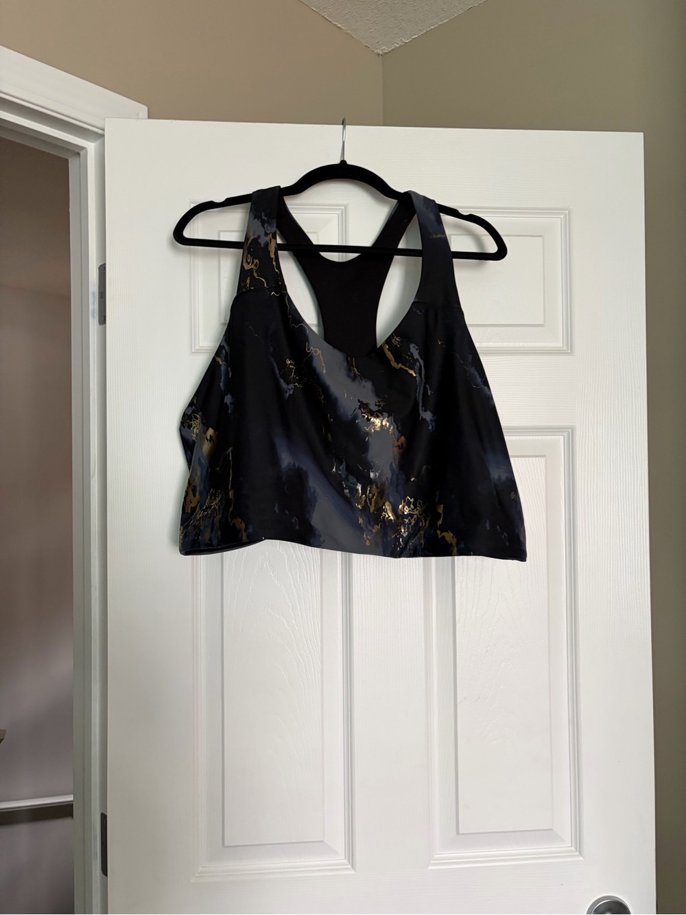 Old Navy Black Active Sports Bra medium support with gold detailing size 4X